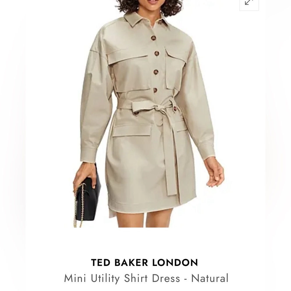 Ted Baker London Mini Utility Shirt Dress -Natural Sz 2  or a US size 8, 10